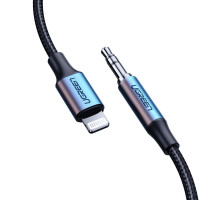 Ugreen Kabel AUX MFI iPhone Audiokabel 3,5mm Miniklinke 1 Meter Adapter HiFi Klinke Adapter, grau