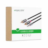 Ugreen Kabel Audiokabel 3,5 mm Miniklinke - 2RCA 2 m Adapter Kabel schwarz