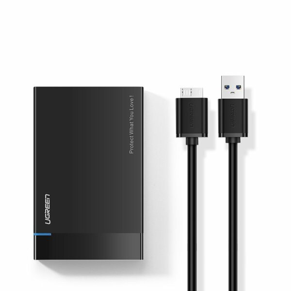 Ugreen Schacht für HDD SSD Festplattengehäuse 2,5 SATA USB 3.2 Gen 1 (5 Gbps) Micro USB SuperSpeed + 0,5 m Kabel schwarz