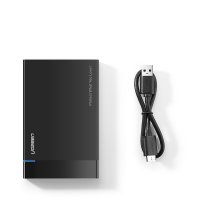 Ugreen Schacht für HDD SSD Festplattengehäuse 2,5 SATA USB 3.2 Gen 1 (5 Gbps) Micro USB SuperSpeed + 0,5 m Kabel schwarz