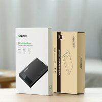 Ugreen Schacht für HDD SSD Festplattengehäuse 2,5 SATA USB 3.2 Gen 1 (5 Gbps) Micro USB SuperSpeed + 0,5 m Kabel schwarz