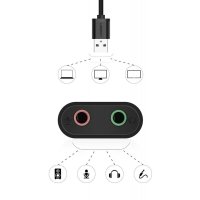 Ugreen externe Soundkarte Musikadapter USB - 3,5 mm Miniklinke 15 cm USB Audio Adapter schwarz