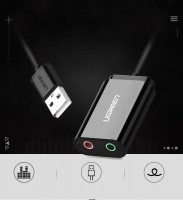 Ugreen externe Soundkarte Musikadapter USB - 3,5 mm...