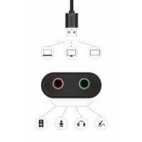 Ugreen externe Soundkarte Musikadapter USB - 3,5 mm Miniklinke 15 cm USB Audio Adapter schwarz