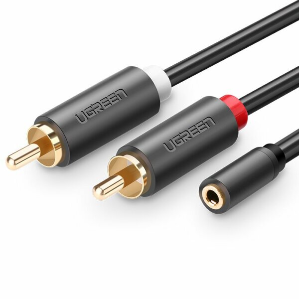 Ugreen Kabel Audiokabel 3,5 mm Miniklinke (weiblich) - 2RCA (männlich) 25 cm grau