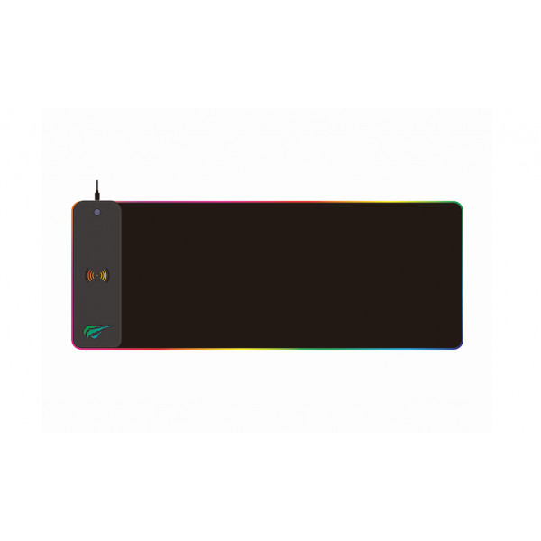 Havit Gaming Mousepad RGB MP907 mit Wireless Charger drahtloses aufladen RGB Mauspad XXL für Gamer kompatibel mit PC, Computer schwarz