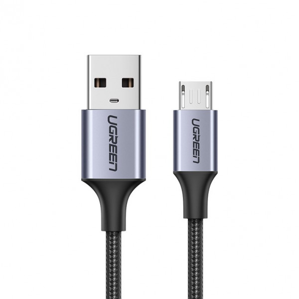Ugreen Kabel USB - Micro USB Kabel Ladekabel Nylon Zubehör kompatibel mit Smartphones , grau