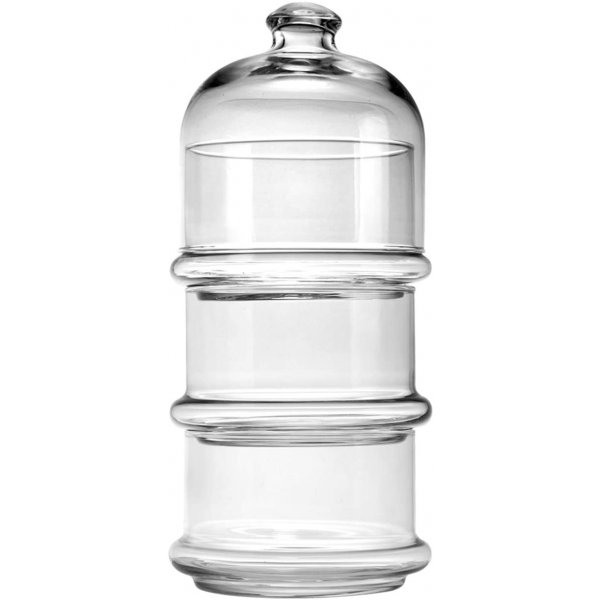 PASABAHCE Patisserie Basic Set 3 stapelbare Behälter mit Kuppel, Glas, Transparent