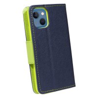 cofi1453® Buch Tasche "Fancy" kompatibel mit iPhone 13 Handy Hülle Etui Brieftasche Schutzhülle mit Standfunktion, Kartenfach Blau-Grün