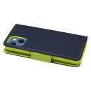cofi1453® Buch Tasche "Fancy" kompatibel mit iPhone 13 Handy Hülle Etui Brieftasche Schutzhülle mit Standfunktion, Kartenfach Blau-Grün