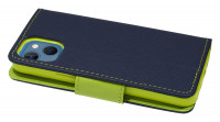 cofi1453® Buch Tasche "Fancy" kompatibel mit iPhone 13 Mini Handy Hülle Etui Brieftasche Schutzhülle mit Standfunktion, Kartenfach Blau-Grün