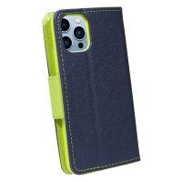 cofi1453® Buch Tasche "Fancy" kompatibel mit iPhone 13 Pro Handy Hülle Etui Brieftasche Schutzhülle mit Standfunktion, Kartenfach Blau-Grün