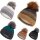 Faera Wintermütze warm gefüttert mit Fleece-Futter Kunstfell Bommel-Mütze Winter Strick-Mütze Beanie-Mütze Damen Herren One-Size 12