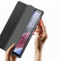 Dux Ducis Toby Eco-Leather Tablet-Ledertasche Schale Cover für Samsung Galaxy Tab A7 10.4" mit Smart-Sleep Funktion Wake-Up Stifthalter Schutzhülle Schwarz