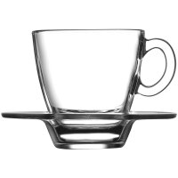 Pasabahce Aqua Service Kaffeetassen mit Teller, Glas,...