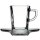 Pasabahce Carre Service Espressotassen mit Teller Untertasse mit Henkel Griff, Glas, Transparent, 12 Teilig