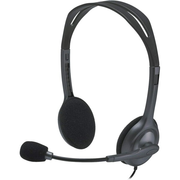 Logitech H111 Kopfhörer mit Mikrofon, Stereo-Headset, Verstellbares Mikrofon mit Rauschunterdrückung, Lautstärkeregelung und Stummschaltung am Kabel, 3,5mm Klinke, PC/Mac/Laptop/Tablet/Smartphone