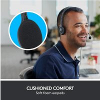 Logitech H111 Kopfhörer mit Mikrofon, Stereo-Headset, Verstellbares Mikrofon mit Rauschunterdrückung, Lautstärkeregelung und Stummschaltung am Kabel, 3,5mm Klinke, PC/Mac/Laptop/Tablet/Smartphone