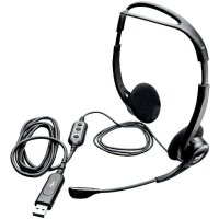 Logitech 960 Kopfhörer mit Mikrofon, Stereo-Headset, Verstellbares Mikrofon mit Rauschunterdrückung, Integrierter Lautstärkeregler und Stummschaltung, USB-Anschluss, 2.4m Kabel, PC/Mac/Laptop, Schwarz