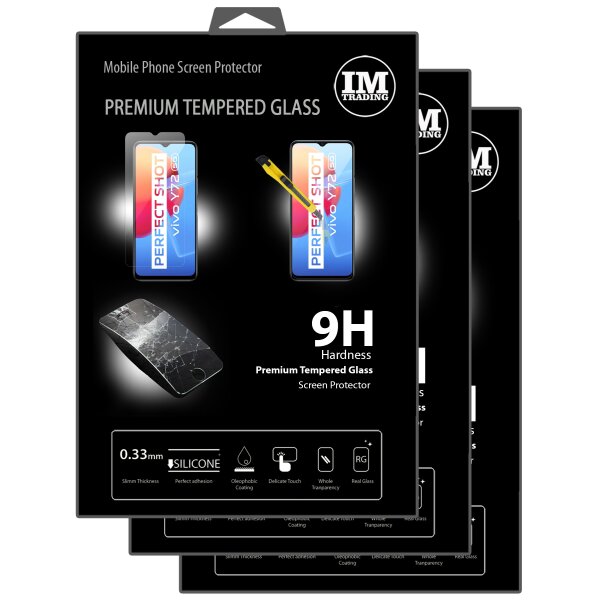 3x Panzer Schutz Glas 9H Tempered Glass Display Schutz Folie kompatibel mit Vivo Y72 5G