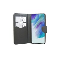 cofi1453® Buch Tasche "Fancy" kompatibel mit SAMSUNG GALAXY S21 FE Handy Hülle Etui Brieftasche Schutzhülle mit Standfunktion, Kartenfach Schwarz