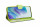 cofi1453® Buch Tasche "Fancy" kompatibel mit SAMSUNG GALAXY S21 FE Handy Hülle Etui Brieftasche Schutzhülle mit Standfunktion, Kartenfach Blau-Grün