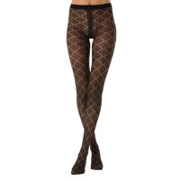 Damen Strumpfhose mit Karo Optik N.1583 Muster Nero...