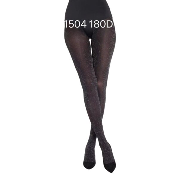 Italy Strumpfhose Damen mit glitzer Optik 180 Den Alltag Kostüm Baumwollzwickel Feinstrumpfhose N.1504