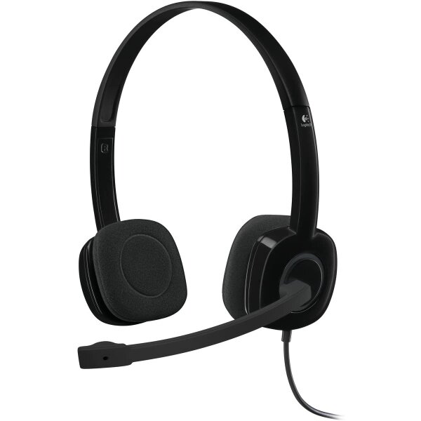 Logitech H151 Kopfhörer mit Mikrofon, Stereo-Headset, Verstellbares Mikrofon mit Rauschunterdrückung, Lautstärkeregelung und Stummschaltung am Kabel, 3,5mm Klinke, PC/Mac/Laptop/Tablet/Smartphone