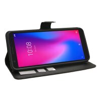 cofi1453® Buch Tasche "Fancy" kompatibel mit ZTE BLADE A3 2019 Handy Hülle Etui Brieftasche Schutzhülle mit Standfunktion, Kartenfach Schwarz