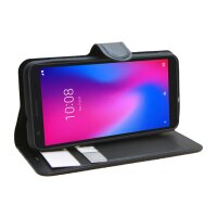 cofi1453® Buch Tasche "Fancy" kompatibel mit ZTE BLADE A3 2019 Handy Hülle Etui Brieftasche Schutzhülle mit Standfunktion, Kartenfach Schwarz