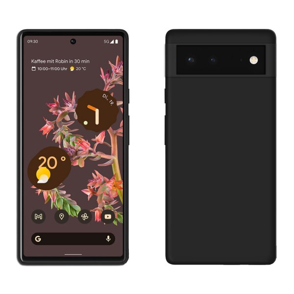 Silikon Hülle Basic kompatibel mit Google Pixel 6 Case TPU Soft Handy Cover Schutz in Schwarz