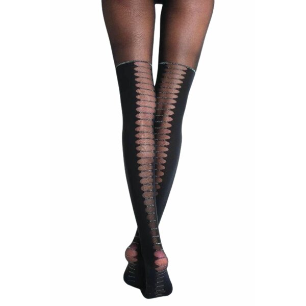 Damen Strumpfhose mit Overknees Glitzer Muster 40 . 120 DEN Baumwollzwickel für Frauen