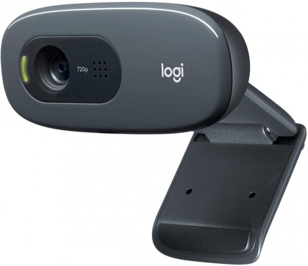 Logitech C270 Webcam, HD 720p, 60° Sichtfeld, Fester Fokus, Belichtungskorrektur, USB-Anschluss, Rauschunterdrückung, Universalhalterung, Für Skype, FaceTime, Hangouts, etc., PC/Mac/ChromeOS/Android