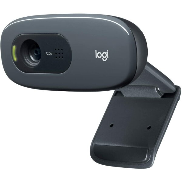 Logitech C270 Webcam, HD 720p, 60° Sichtfeld, Fester Fokus, Belichtungskorrektur, USB-Anschluss, Rauschunterdrückung, Universalhalterung, Für Skype, FaceTime, Hangouts, etc., PC/Mac/ChromeOS/Android