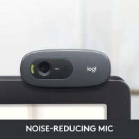 Logitech C270 Webcam, HD 720p, 60° Sichtfeld, Fester Fokus, Belichtungskorrektur, USB-Anschluss, Rauschunterdrückung, Universalhalterung, Für Skype, FaceTime, Hangouts, etc., PC/Mac/ChromeOS/Android