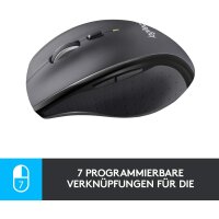 Logitech M705 Marathon Kabellose Maus, 2.4 GHz Verbindung via Unifying USB-Empfänger, 1000 DPI Laser-Sensor, 3-Jahre Akkulaufzeit, 7 Tasten, PC/Mac/Chromebook - Schwarz