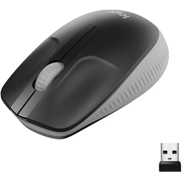 Logitech kabellose Maus M190, geschwungenes Design für beidhändige Nutzung, Batterielebensdauer von 18 Monaten plus Stromsparmodus, USB-Empfänger, präzise Kontrolle dank breitem Rad und Tasten - Grau