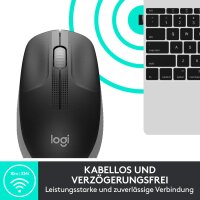 Logitech kabellose Maus M190, geschwungenes Design für beidhändige Nutzung, Batterielebensdauer von 18 Monaten plus Stromsparmodus, USB-Empfänger, präzise Kontrolle dank breitem Rad und Tasten - Grau