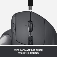 Logitech MX Ergo Kabellose Ergonomische Trackball-Maus, 2.4 GHz Verbindung via Unifying USB-Empfänger, 4-Monate Akkulaufzeit, Verstellbarer Winkel, Multi-Device, PC/Mac/iPadOS