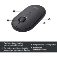 Logitech MK470 Slim Combo Kabelloses Tastatur-Maus-Set, 2.4 GHz Verbindung via Nano-USB-Empfänger, 10m Reichweite, 18-Monate Batterielaufzeit, PC/Laptop, Deutsches QWERTY-Layout - Schwarz/Graphit