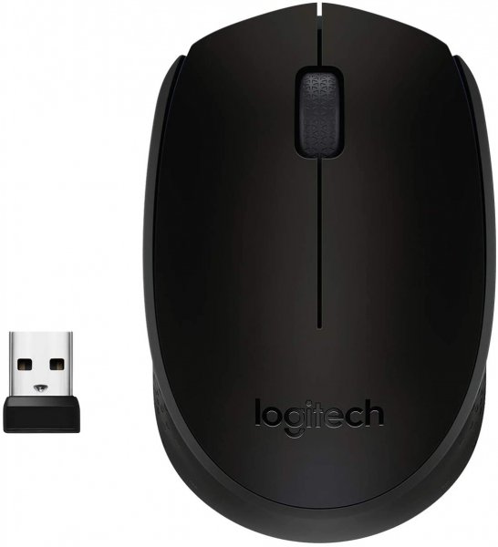 Logitech M171 Kabellose Maus, 2.4 GHz Verbindung via USB-Empfänger, Optischer Sensor, 12-Monate Akkulaufzeit, Für Links- und Rechtshänder, 3 Tasten, PC/Mac - schwarz