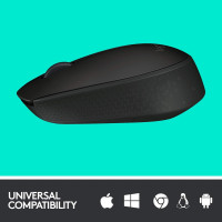 Logitech M171 Kabellose Maus, 2.4 GHz Verbindung via USB-Empfänger, Optischer Sensor, 12-Monate Akkulaufzeit, Für Links- und Rechtshänder, 3 Tasten, PC/Mac - schwarz