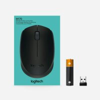 Logitech M171 Kabellose Maus, 2.4 GHz Verbindung via USB-Empfänger, Optischer Sensor, 12-Monate Akkulaufzeit, Für Links- und Rechtshänder, 3 Tasten, PC/Mac - schwarz