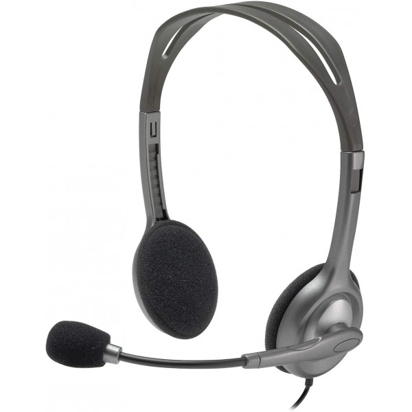 Logitech H110 Kopfhörer mit Mikrofon, Stereo-Headset, Verstellbares Mikrofon mit Rauschunterdrückung, Verstellbarer Kopfbügel, Audio/Mikrofon Dualanschluss mit zwei 3,5mm Klinken, PC/Mac/Laptop