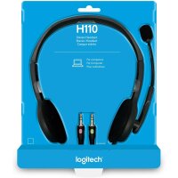 Logitech H110 Kopfhörer mit Mikrofon, Stereo-Headset, Verstellbares Mikrofon mit Rauschunterdrückung, Verstellbarer Kopfbügel, Audio/Mikrofon Dualanschluss mit zwei 3,5mm Klinken, PC/Mac/Laptop