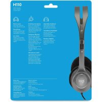 Logitech H110 Kopfhörer mit Mikrofon, Stereo-Headset, Verstellbares Mikrofon mit Rauschunterdrückung, Verstellbarer Kopfbügel, Audio/Mikrofon Dualanschluss mit zwei 3,5mm Klinken, PC/Mac/Laptop