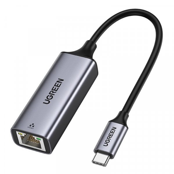 Ugreen externer Netzwerkadapter RJ45 - USB Typ C (1000 Mbit/s / 1 Gbit/s) Gigabit Ethernet grau