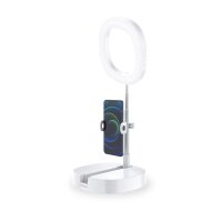 Dudao Lampe LED Ringblitz Stativ Kit für Live Streaming von YouTube Videos TikTok Instagram Handyhalterung für Selfie Ringlicht Weiß