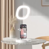 Dudao Lampe LED Ringblitz Stativ Kit für Live Streaming von YouTube Videos TikTok Instagram Handyhalterung für Selfie Ringlicht Weiß